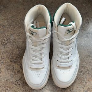 Reebok White and Green High-Top Sneakers